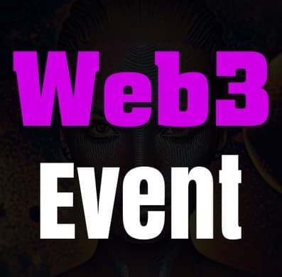 Web3 Event. Web3 in Pink, Event in White.